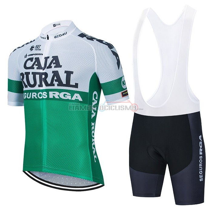 Abbigliamento Ciclismo Caja Rural Manica Corta 2021 Bianco Verde